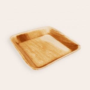 Assiette plate carrée en feuilles de palmier 25 x 25 cm et H3cm
